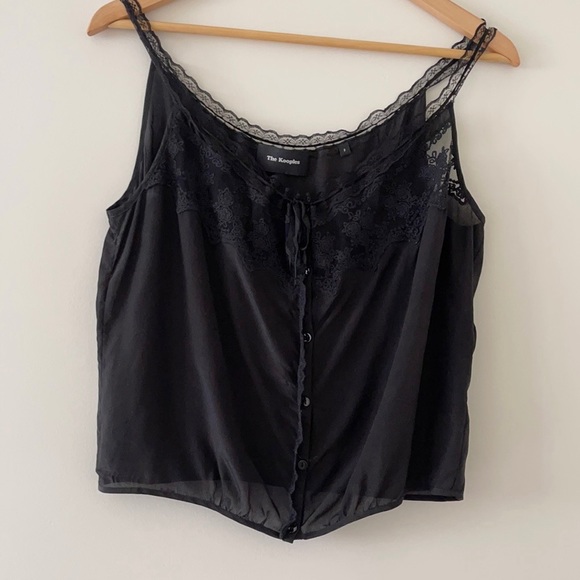 The Kooples Tops - The Kooples Silk Lace Cami Black